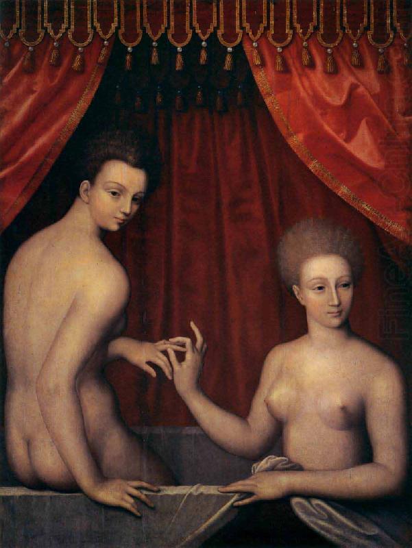 Portrait of Gabrielle Estrees with her Sister, School of Fontainebleau